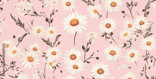 Rose and daisy pattern banner wallpaper simple background, seamless pattern with flowers, seamless floral pattern. Generative Ai content © Kashif Ali 72