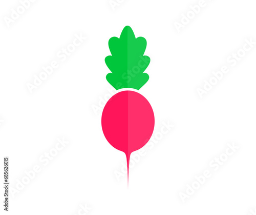 Red radish icon with green leaves icon. Healthy vegetable rich in vitamins and antioxidants. Raphanus sativus vector design and illustration.
