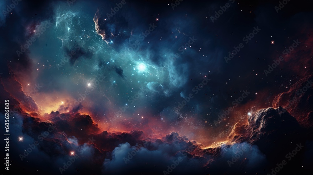 celestial abstract scene with nebula and stars