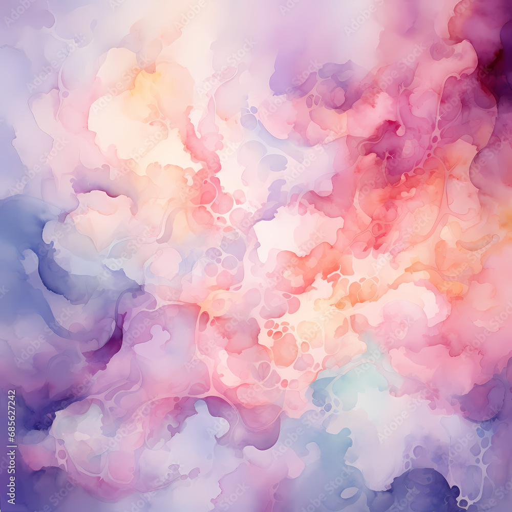 a dreamy pattern inspired by the soft and fluid qualities of watercolor paintings, depicting a celestial nebula
