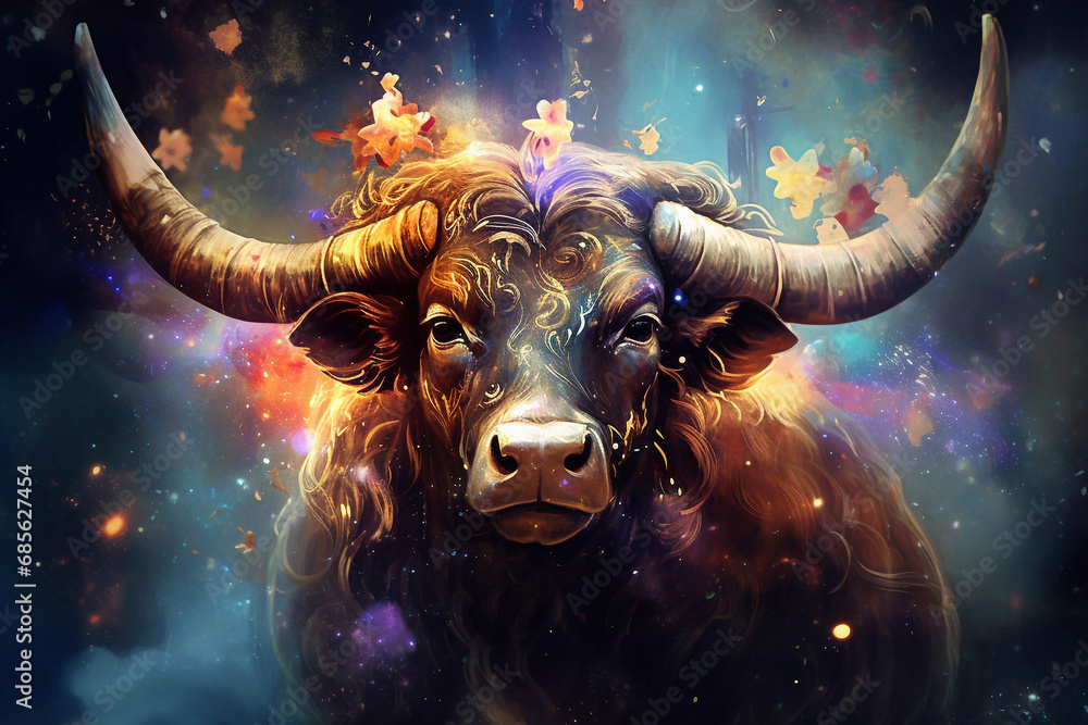 Taurus Celestial Portrait. Taurus zodiac sign. Taurus Celestial Portrait. Taurus zodiac sign.