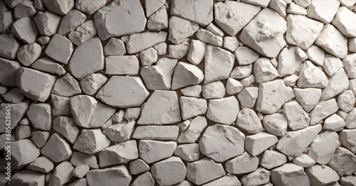 White pieces of Stone wall with broken textured edges