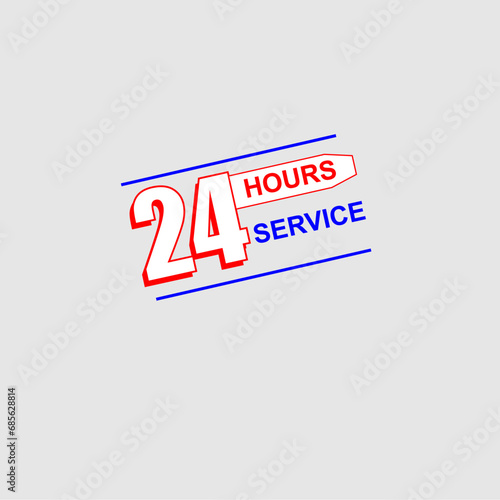 24 HOURS SERVICE ASSISTANCE ADVERTISEMENT VECTOR ART