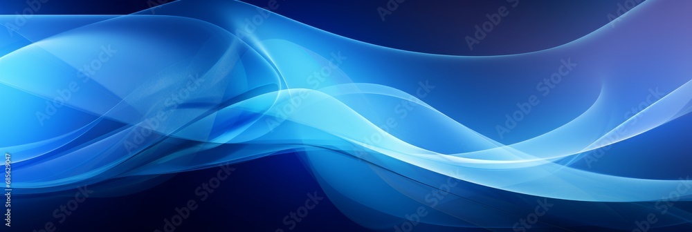 Fototapeta premium Abstract blue background, wavy banner