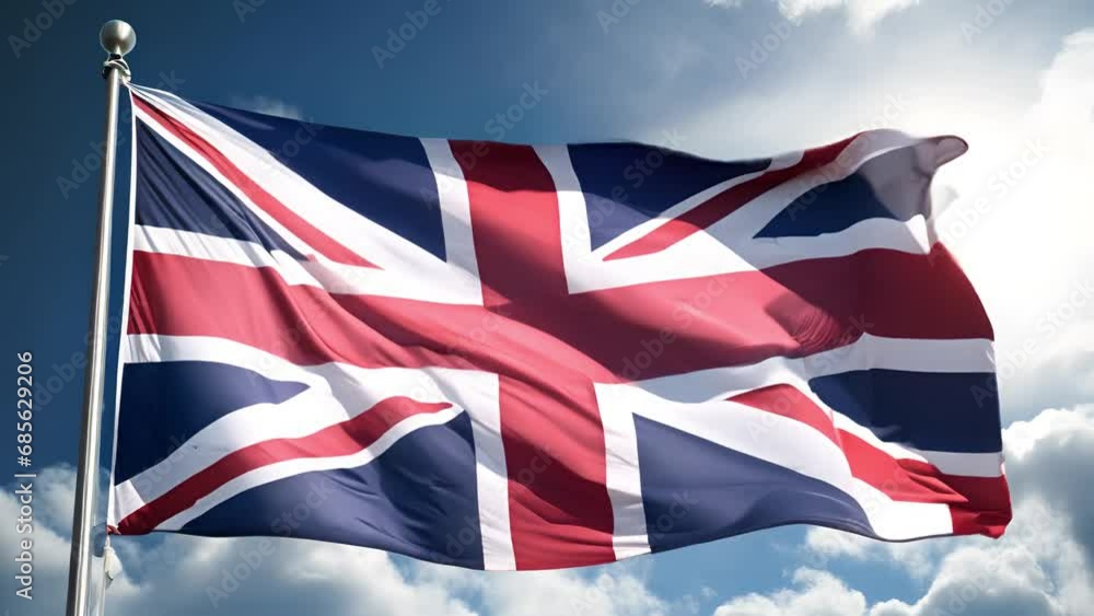 風になびくイギリス国旗,Generative AI 風になびくイギリス国旗,Generative AI