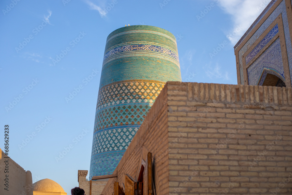 beautiful historical building in a Central Asian Silk Road, Khiva, the Khoresm agricultural oasis, Citadel.
