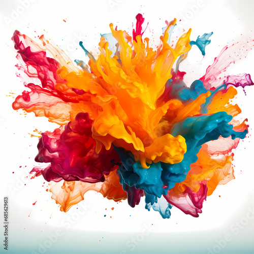 vibrant ink splashes exploding in dynamic and abstract formations. © Cao