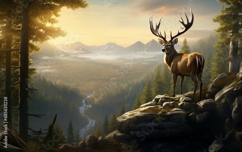 Realistic Deer in Natural Setting © Flowstudio