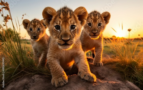Lion Cubs in their Natural Serene Habitat