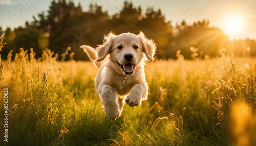 A dog, the essence of pure joy and playfulness