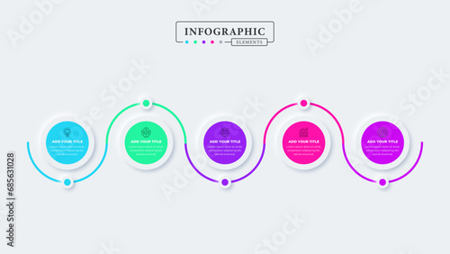 Infographic presentation template with 5 steps or options
