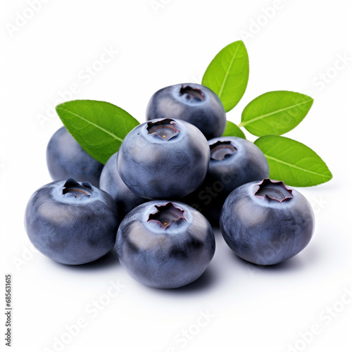 Fresh blueberries isolated on white, ai technology