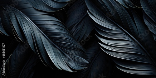 palm leaf seamless pattern in black background