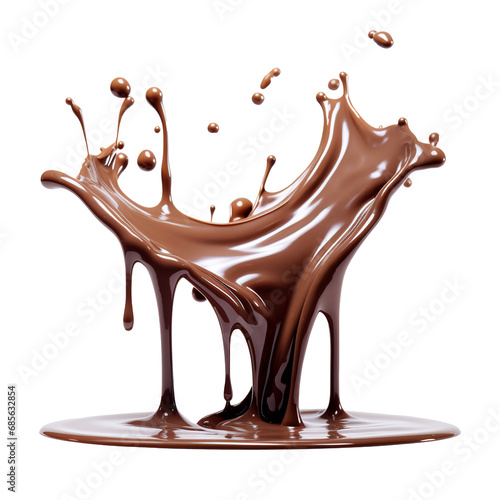 Melted chocolate dripping on transparent background, ai technology