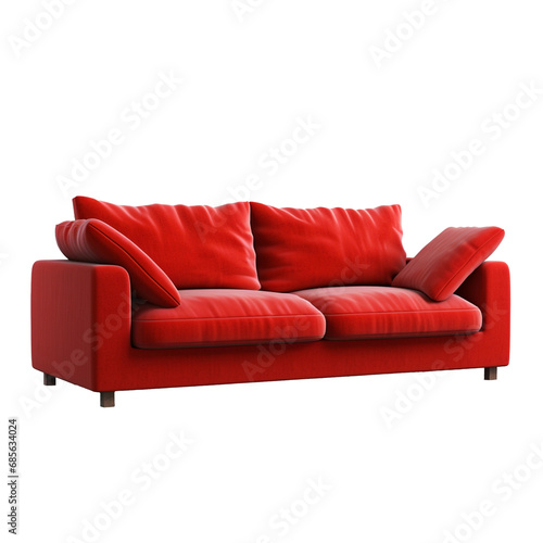 Red comfortable sofa on transparent background, ai technology © Rashid