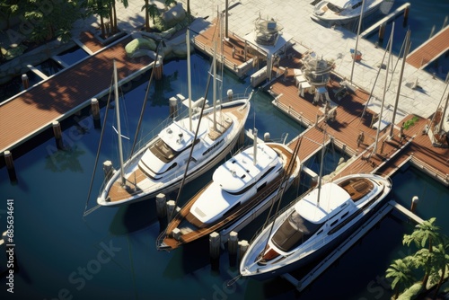 Yachts and boats in the marina. View from above, Aerial view of the old town, Vacation and adventure, Town and sea, AI Generated photo