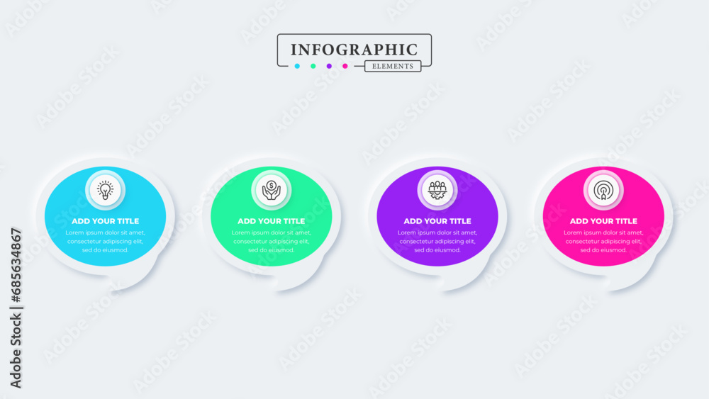 Modern business infographic elements with 4 steps or options Modern business infographic elements with 4 steps or options