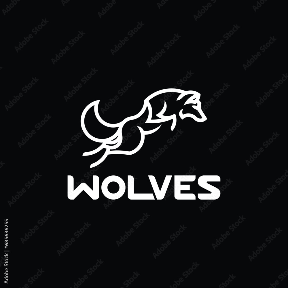 Wolf logo line vector icon design minimalist Wolf logo line vector icon design minimalist