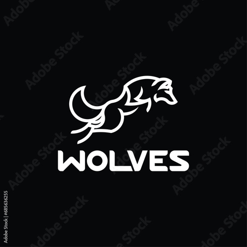 Wolf logo line vector icon design minimalist