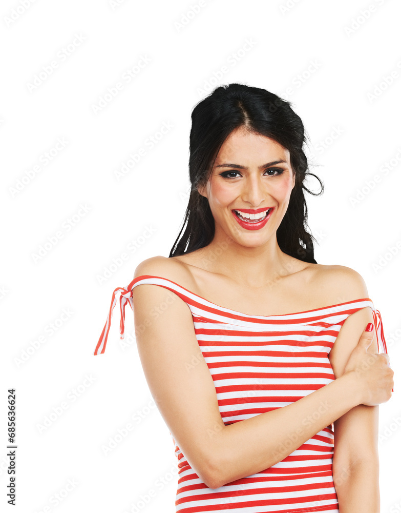 Happy woman, portrait and fashion in beauty, makeup or cosmetics isolated on a transparent PNG background. Face of young and attractive female person or model posing with casual clothing for fashion Happy woman, portrait and fashion in beauty, makeup or cosmetics isolated on a transparent PNG background. Face of young and attractive female person or model posing with casual clothing for fashion