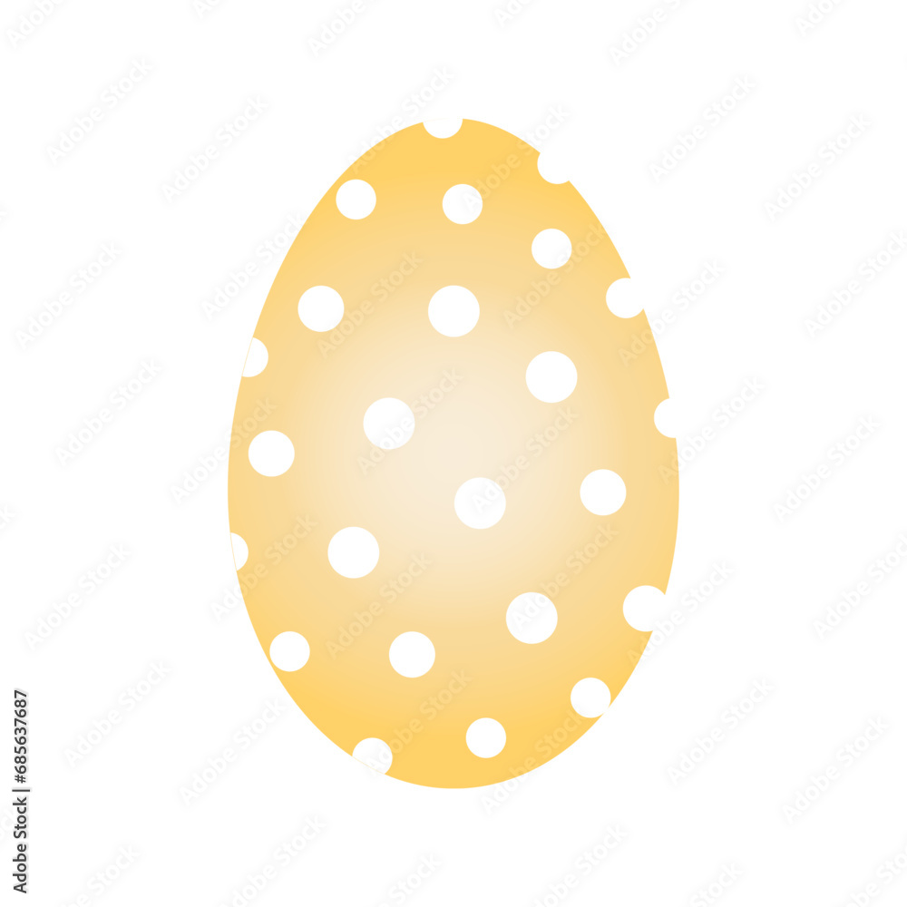Easter yellow egg icon with white circles isolated on transparent and white background. Festive element closeup for design decoration. Vector cartoon 3d illustration. Template for Easter. Easter yellow egg icon with white circles isolated on transparent and white background. Festive element closeup for design decoration. Vector cartoon 3d illustration. Template for Easter.