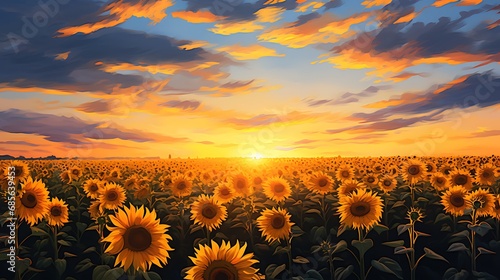 A field of sunflowers in full bloom #685639453