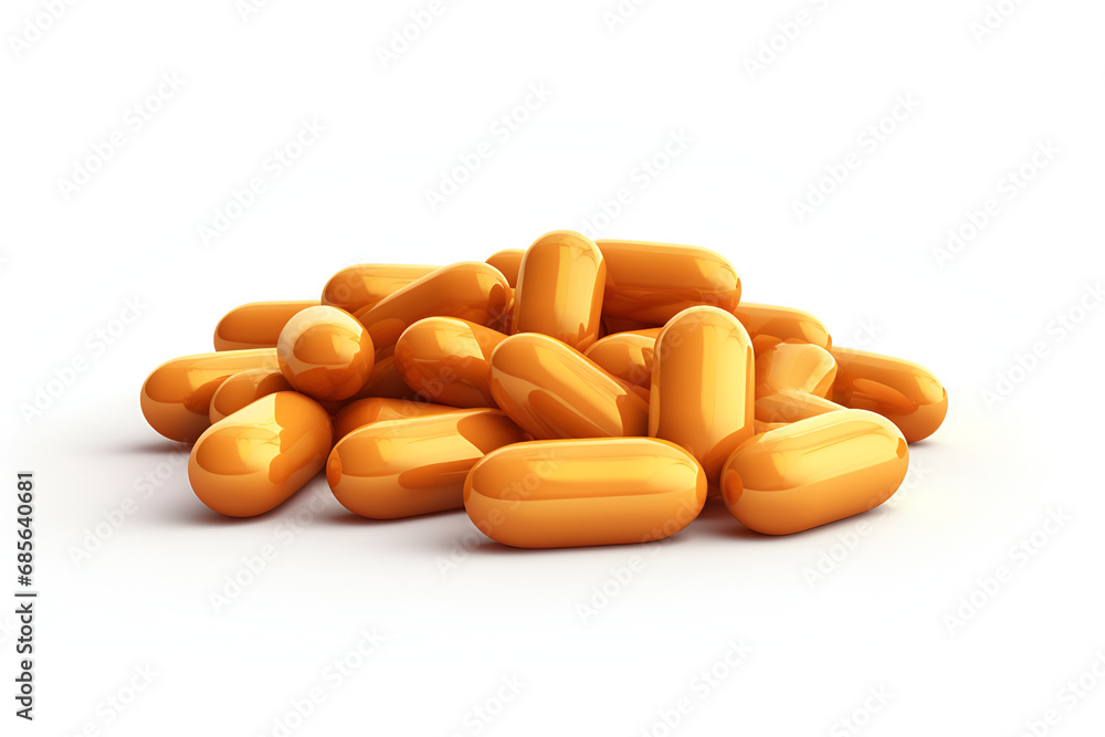 capsule pills on white background. Generated AI capsule pills on white background. Generated AI