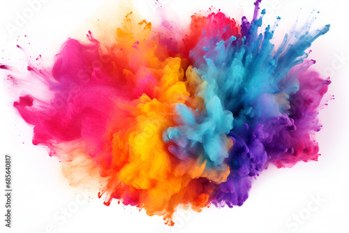 abstract color powder explosion on white background. Generated AI