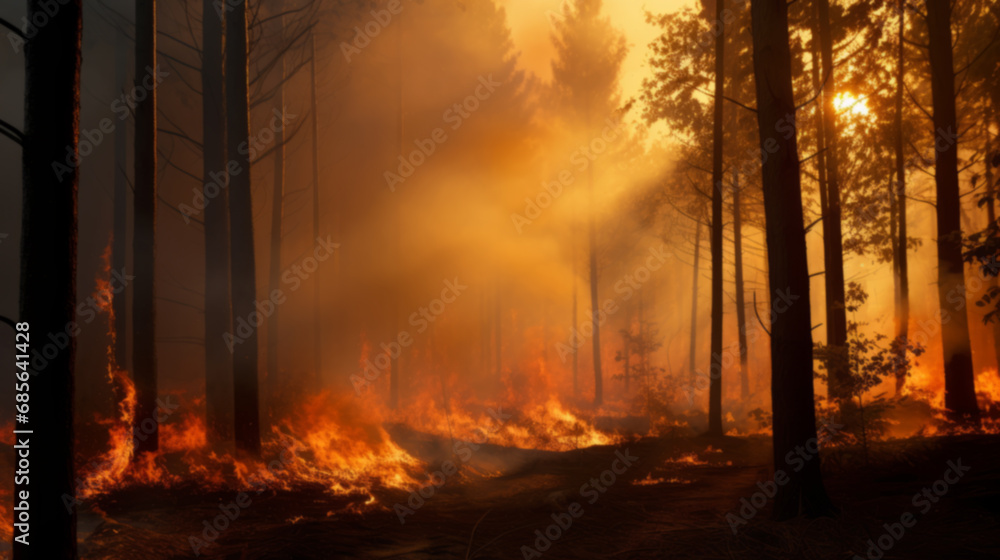 Fototapeta premium Forest fire in progress