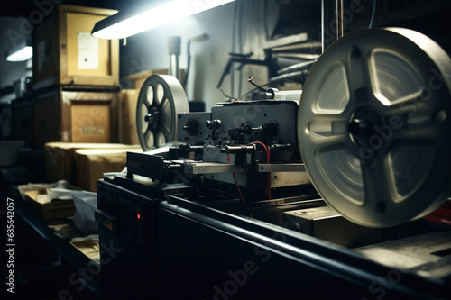 The Magic of Cinema: A Vintage Film Projector Brings Back Memories of Classic Films Created With Generative AI Technology