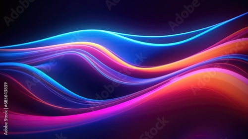Neon Waves Background, Generative Ai
