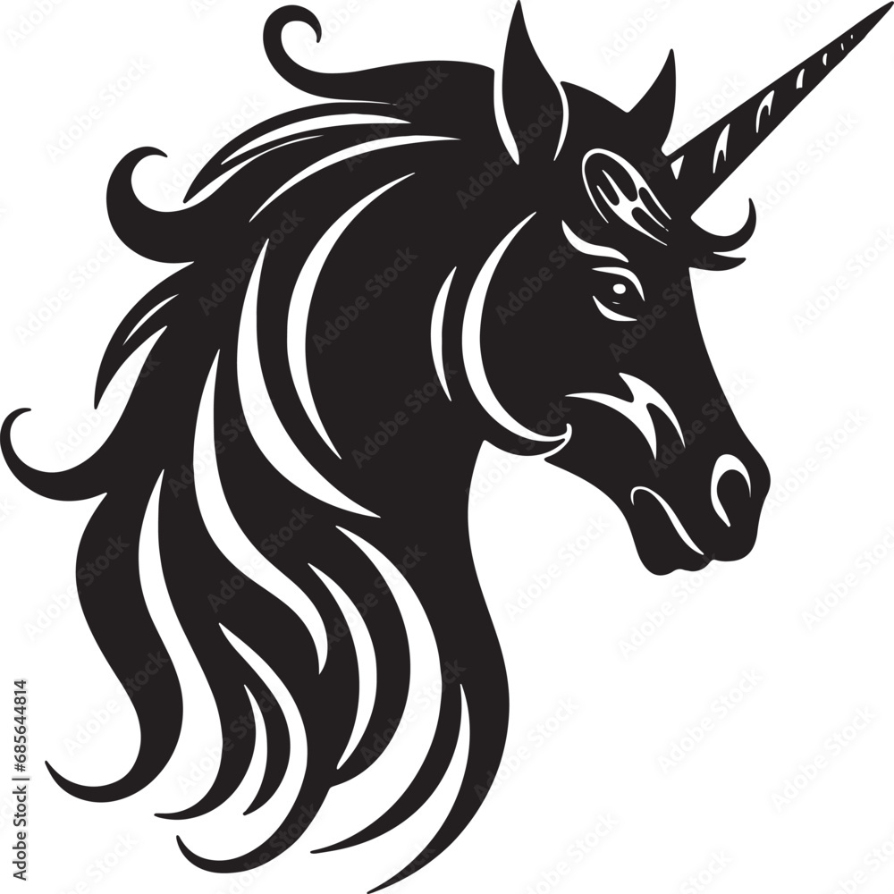 Fototapeta premium unicorn head silhouette.
