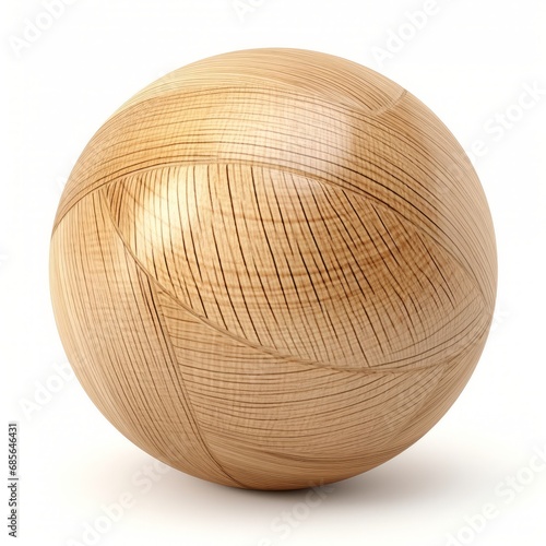 A wooden ball in brown color isolated on a white background, generated by AI.