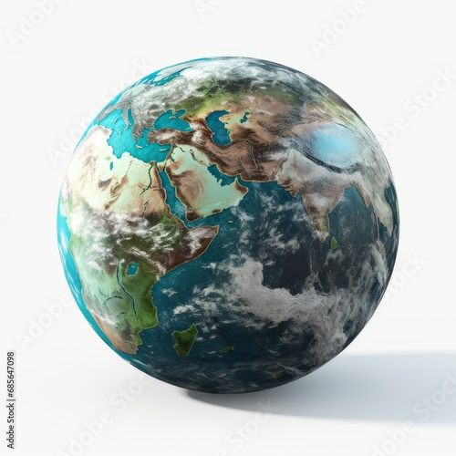 An earth planet globe with Iran country map view isolated on white background  generated by AI.