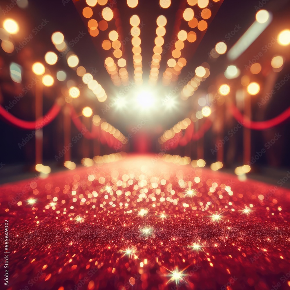 stage with lights and red carpet