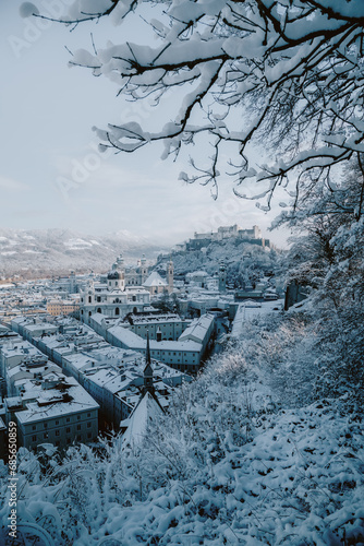 History city of Salzburg on a beautiful winter day, Salzburg Land, Austria