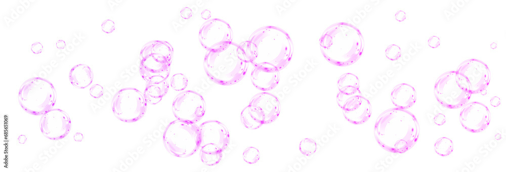 Soap bubbles PNG. Set of realistic soap bubbles. Bubbles are on transparent background. Vector soap bubbles flying. Water glass bubble realistic png