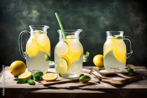 fresh lemonade with lemon and lime