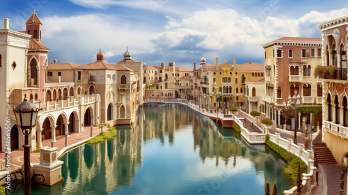 city grand canal in the morning light created with Generative AI technology © Edi