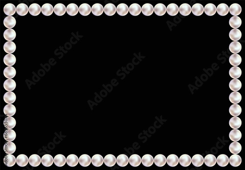 Pearl square frame. 
Pearl frame isolated on black background. Vector elements for wedding decoration, banners, cards, invitation. Elegant  pearl frame. 