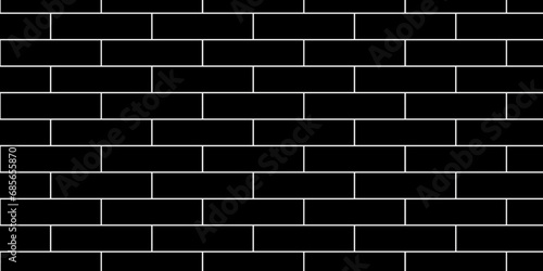 Black brick background texture. Black and white background wall brick.	