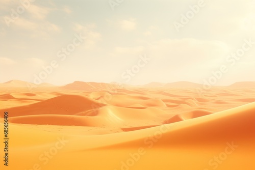 A picturesque desert landscape featuring sand dunes and majestic mountains in the distance. 