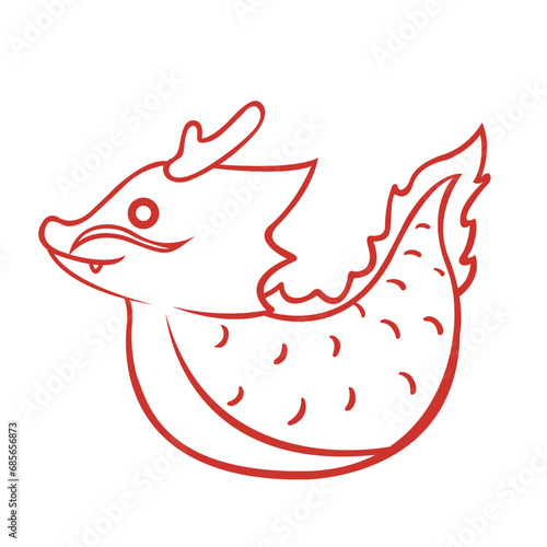 Dragon sign doodle illustration for decoration on Chinese new year festival and oriental art style.