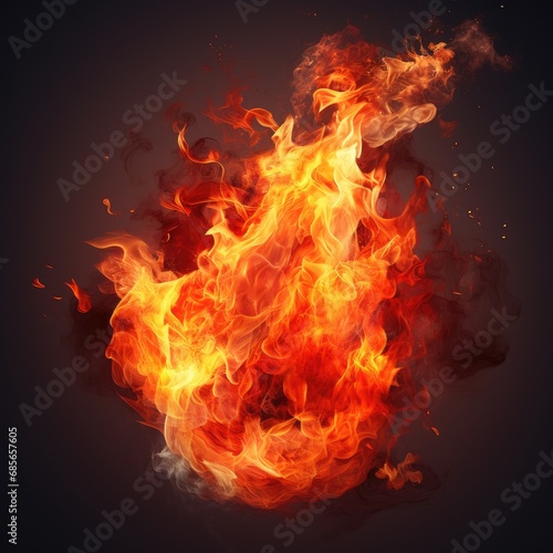 Abstract burning fires of fire flames on dark background. Generative AI