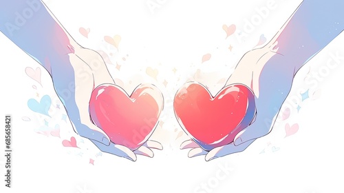 hands holding heart multicolored white background