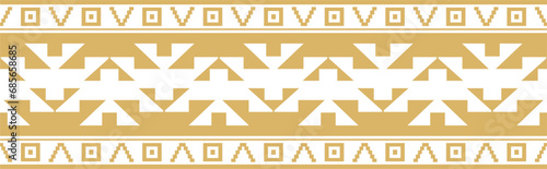 Native American vector gold seamless pattern. Endless Aztec, Maya, Inca ornament. Drawing for border and frame.