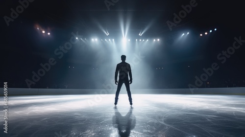 A man gracefully figure skating photo realistic illustration - Generative AI.