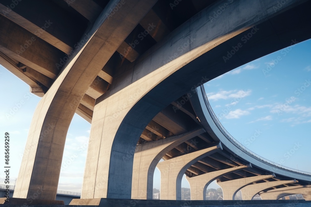 Obraz premium The image shows the underside of a bridge against a beautiful sky background.