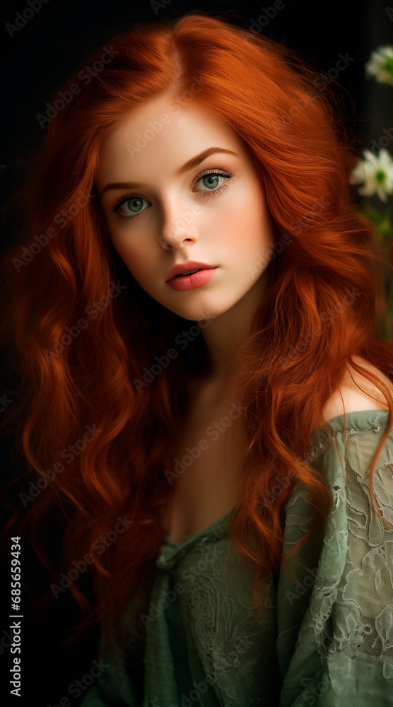 18 years old woman, slavic, red hair and green eyes 18 years old woman, slavic, red hair and green eyes