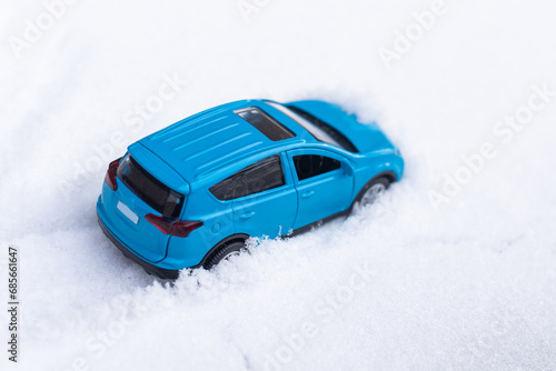 toy car in the snow.